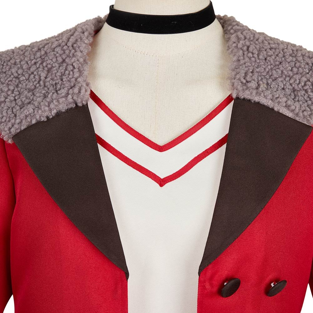 Dandadan Momo Ayase Red Coat Dress Cosplay Costume Halloween Carnival Outfit