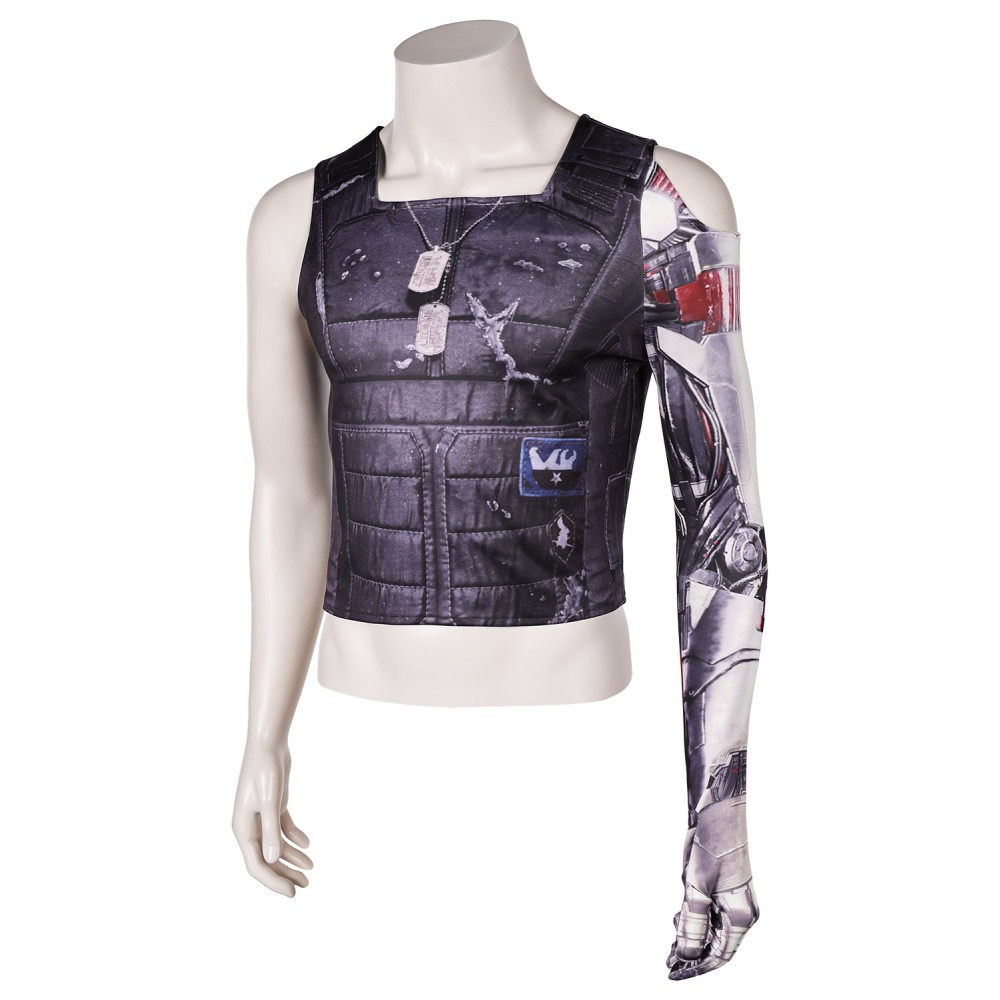 Cyberpunk 2077 Johnny Silverhand Printed Top Shirt Suit Cosplay Costume Halloween Carnival Outfit