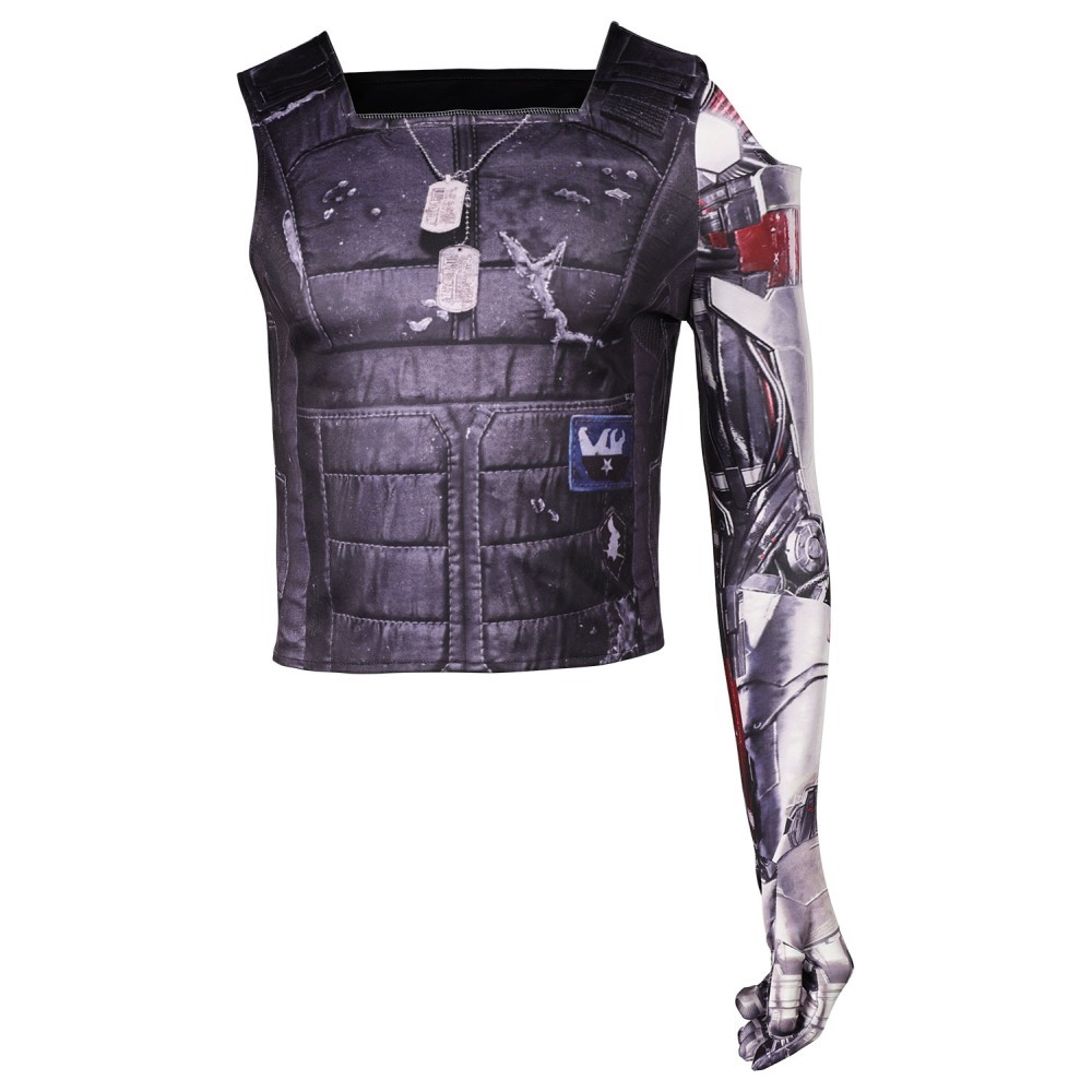 Cyberpunk 2077 Johnny Silverhand Printed Top Shirt Suit Cosplay Costume Halloween Carnival Outfit