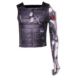 Cyberpunk 2077 Johnny Silverhand Printed Top Shirt Suit Cosplay Costume Halloween Carnival Outfit