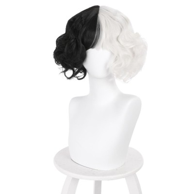 Cruella Cruella de Vil Wig Heat Resistant Synthetic Hair Party Props Cosplay Costume Halloween Carnival