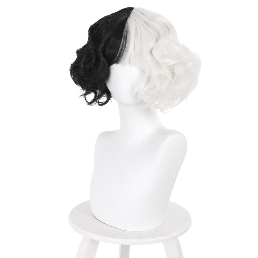 Cruella Cruella de Vil Wig Heat Resistant Synthetic Hair Party Props Cosplay Costume Halloween Carnival