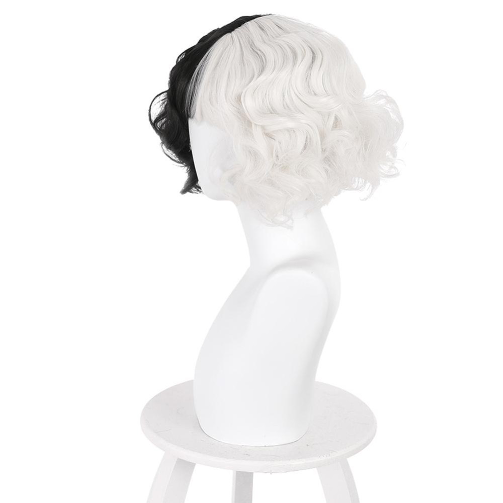 Cruella Cruella de Vil Wig Heat Resistant Synthetic Hair Party Props Cosplay Costume Halloween Carnival