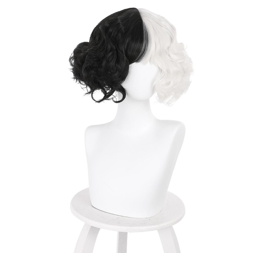 Cruella Cruella de Vil Wig Heat Resistant Synthetic Hair Party Props Cosplay Costume Halloween Carnival