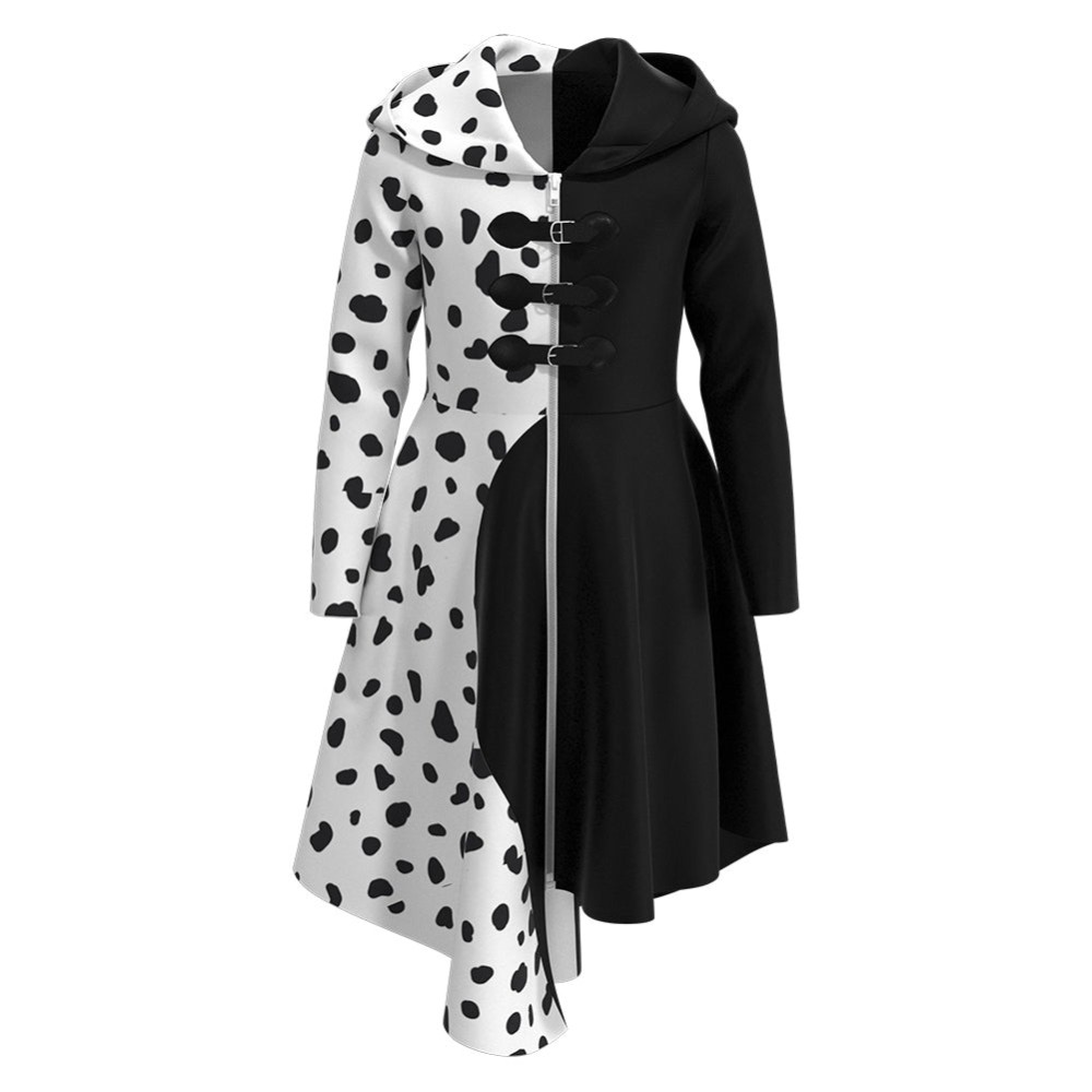 Cruella Kids Skirt Dress Festival Cosplay Costume Halloween Carnival Outfit