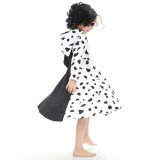 Cruella Kids Skirt Dress Festival Cosplay Costume Halloween Carnival Outfit
