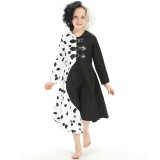 Cruella Kids Skirt Dress Festival Cosplay Costume Halloween Carnival Outfit