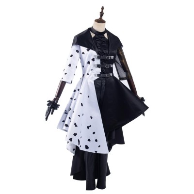 Cruella Cruella de Vil Dress Suit Cosplay Costume Halloween Carnival Outfit