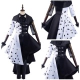 Cruella Cruella de Vil Dress Suit Cosplay Costume Halloween Carnival Outfit