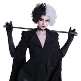 Cruella Black Coat Suit Cosplay Costume Halloween Carnival Outfit
