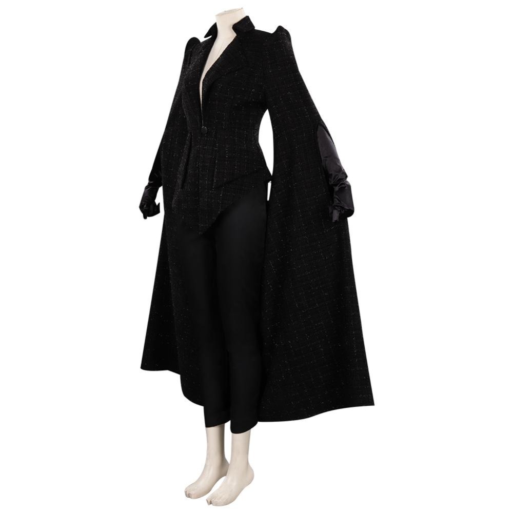 Cruella Black Coat Suit Cosplay Costume Halloween Carnival Outfit