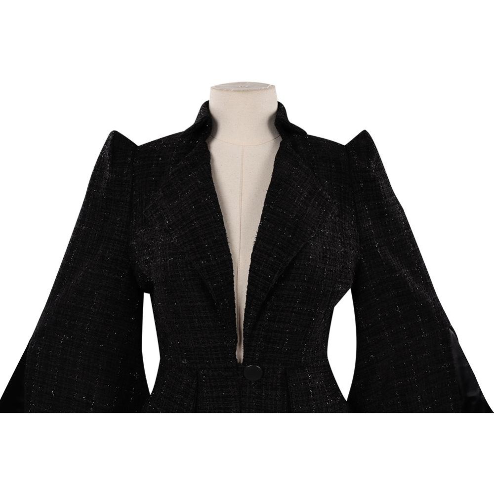 Cruella Black Coat Suit Cosplay Costume Halloween Carnival Outfit