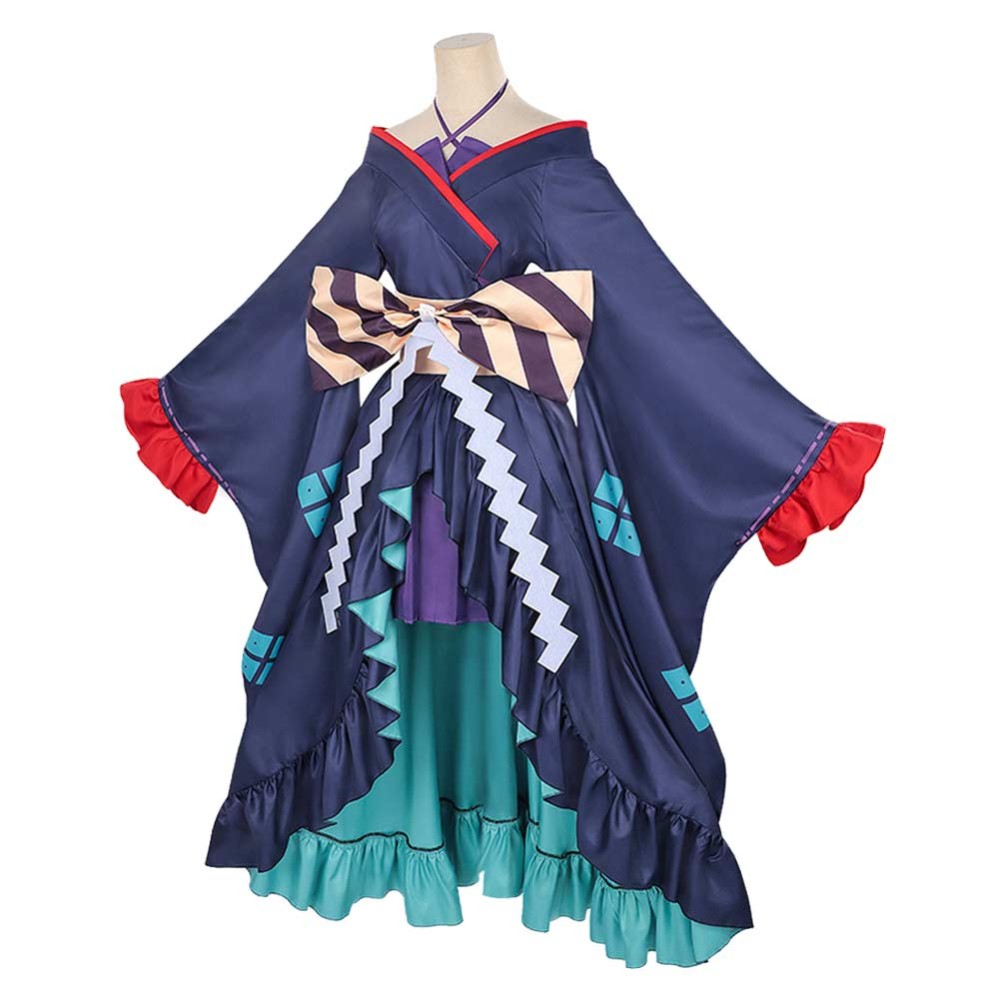 Cosmic Princess Kaguya Tsukimi Yachiyo Women Blue Kimono Cosplay Costume Halloween Carnival Outfit