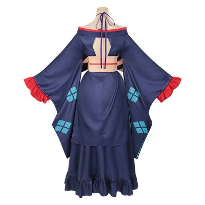 Cosmic Princess Kaguya Tsukimi Yachiyo Women Blue Kimono Cosplay Costume Halloween Carnival Outfit
