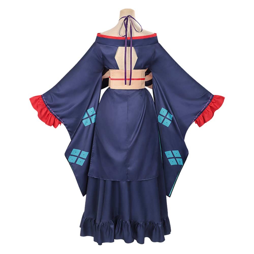 Cosmic Princess Kaguya Tsukimi Yachiyo Women Blue Kimono Cosplay Costume Halloween Carnival Outfit