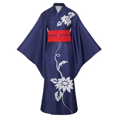 Cosmic Princess Kaguya Kaguya Women Blue Kimono Cosplay Costume Halloween Carnival Outfit