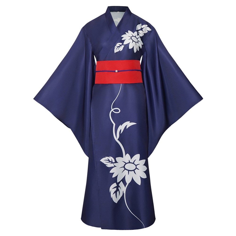 Cosmic Princess Kaguya Kaguya Women Blue Kimono Cosplay Costume Halloween Carnival Outfit
