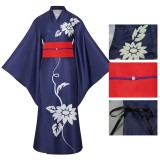 Cosmic Princess Kaguya Kaguya Women Blue Kimono Cosplay Costume Halloween Carnival Outfit