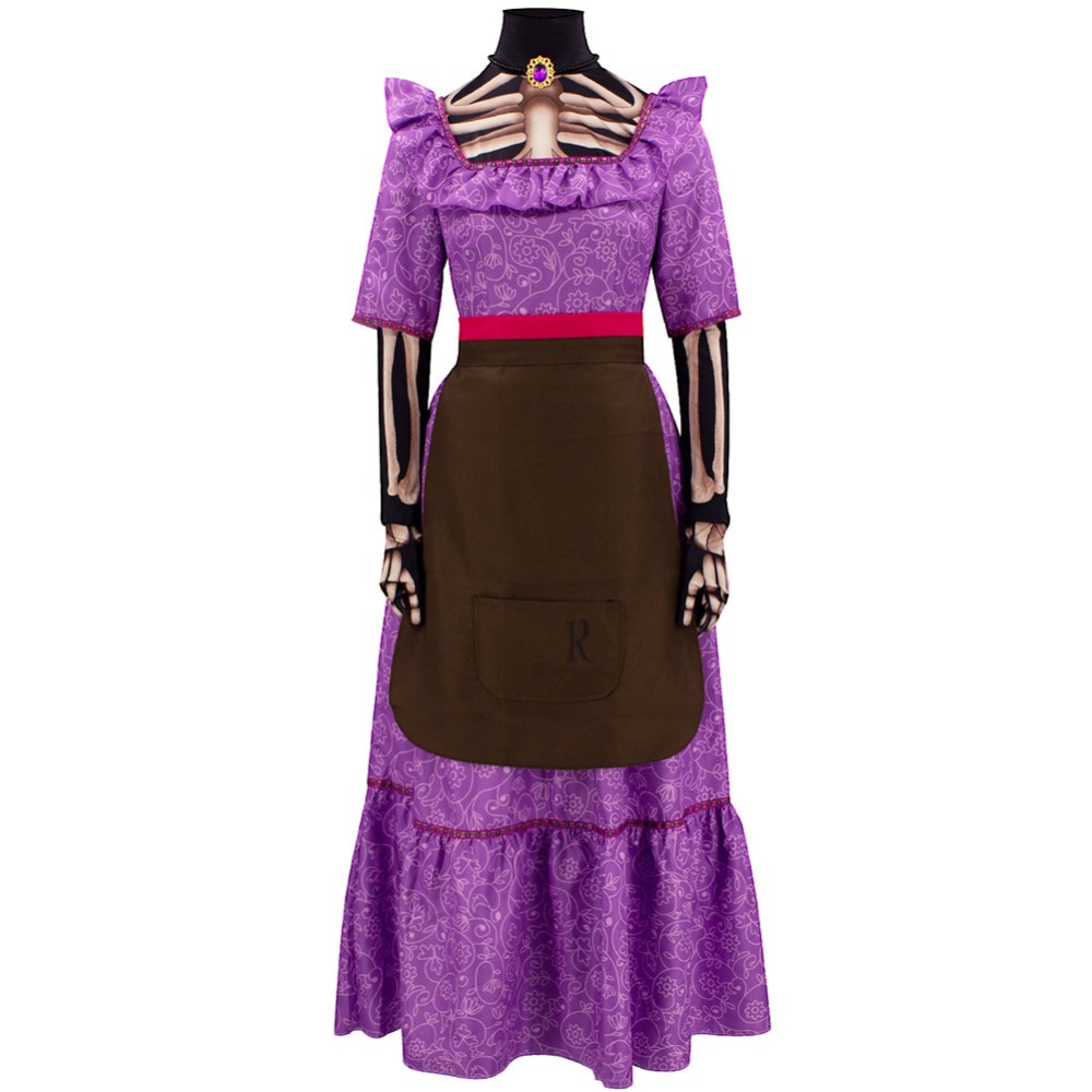 CoCo Imelda Women Purple Dress Cosplay Costume Halloween Carnival Outfit