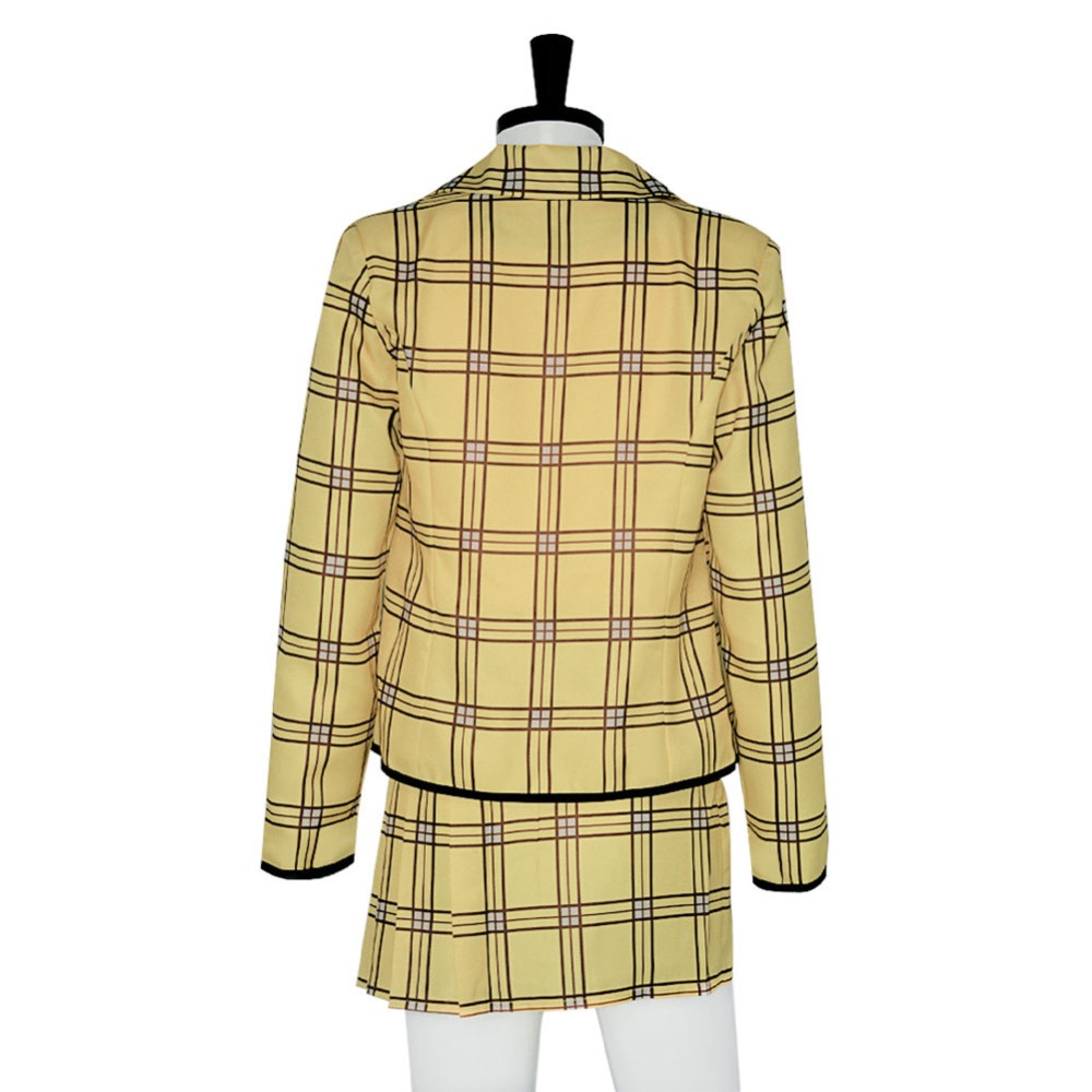 Clueless Cher Horowitz Yellow Uniform Suit Cosplay Costume Halloween Carnival Outfit