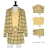 Clueless Cher Horowitz Yellow Uniform Suit Cosplay Costume Halloween Carnival Outfit