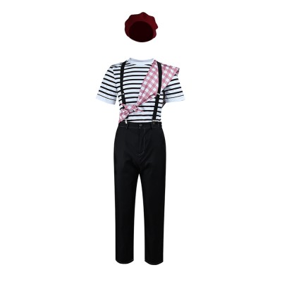 Clair Obscur Black‑and‑White stripes Gustave Cosplay Costume Halloween Carnival Outfit
