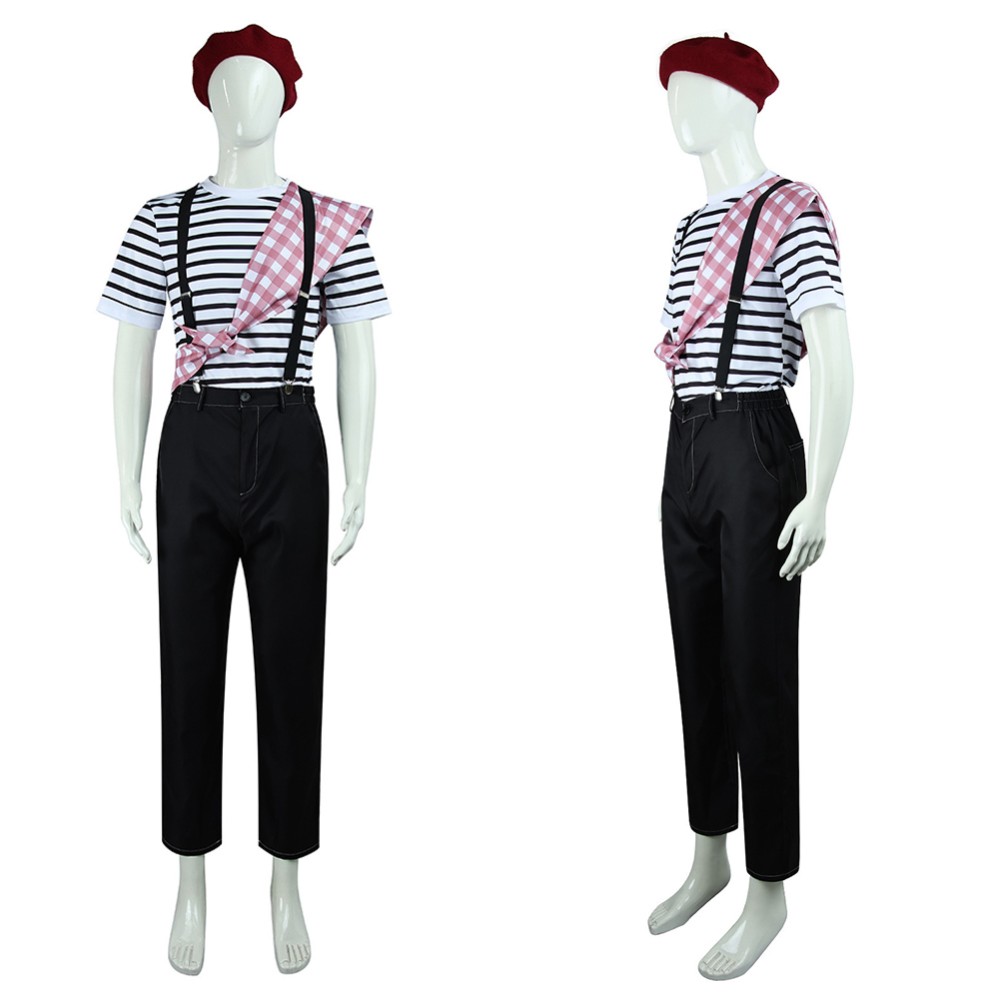 Clair Obscur Black‑and‑White stripes Gustave Cosplay Costume Halloween Carnival Outfit