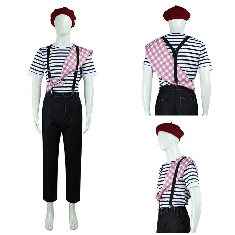Clair Obscur Black‑and‑White stripes Gustave Cosplay Costume Halloween Carnival Outfit