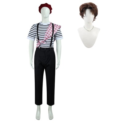 Clair Obscur Black‑and‑White stripes Gustave Cosplay Costume Halloween Carnival Outfit