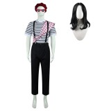 Clair Obscur Black‑and‑White stripes Gustave Cosplay Costume Halloween Carnival Outfit