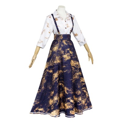 Clair Obscur：Expedition 33 Clea Women Blue Dress Cosplay Costume Halloween Carnival Outfit