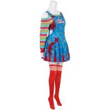 Child's Play Chucky Women Blue Cosplay Costume Halloween Carnival Outfit