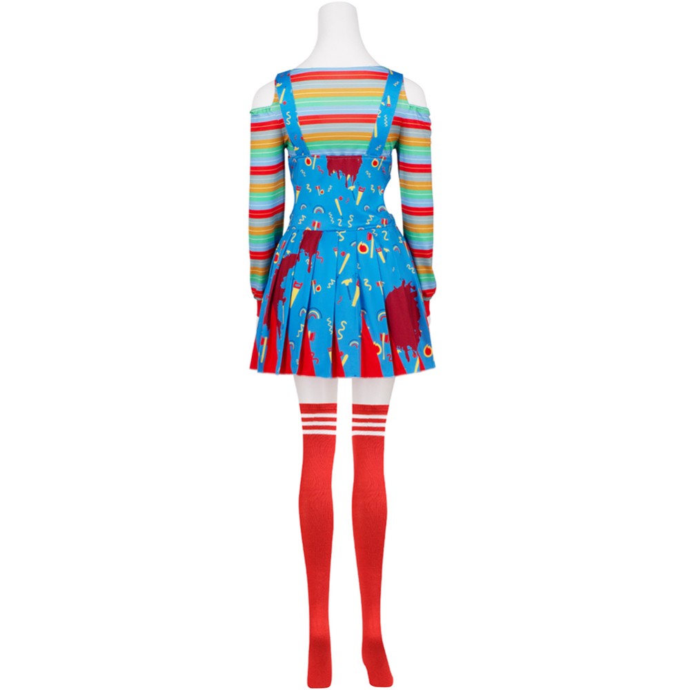 Child's Play Chucky Women Blue Cosplay Costume Halloween Carnival Outfit