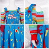 Child's Play Chucky Women Blue Cosplay Costume Halloween Carnival Outfit