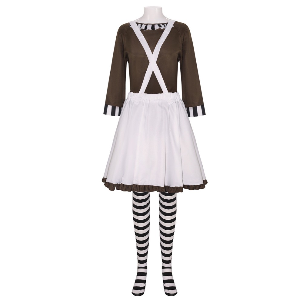 Charlie and the Chocolate Factory Oompa Loompa Female Cosplay Costume Halloween Carnival Outfit