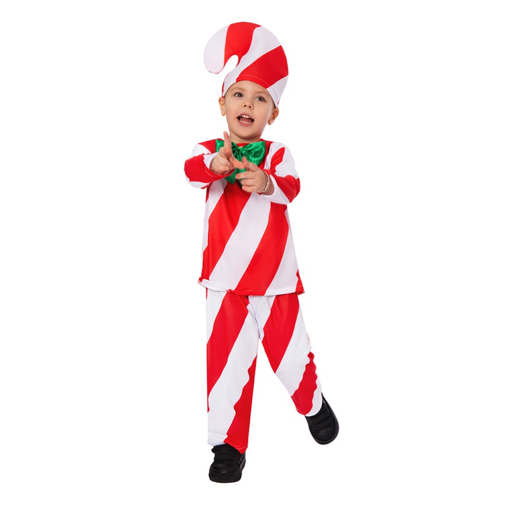 Candy Cane Christmas Kids Children Suit Cosplay Costume Halloween Carnival Outfit