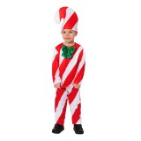 Candy Cane Christmas Kids Children Suit Cosplay Costume Halloween Carnival Outfit