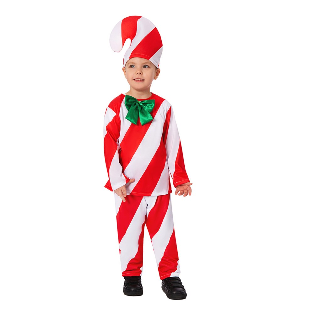 Candy Cane Christmas Kids Children Suit Cosplay Costume Halloween Carnival Outfit