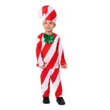 Candy Cane Christmas Kids Children Suit Cosplay Costume Halloween Carnival Outfit