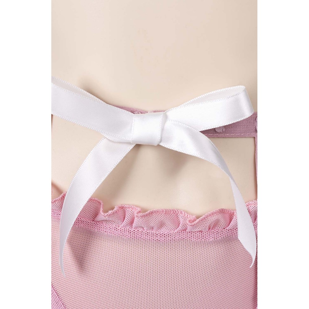 Bowknot Pink Sexy Lingerie for Women 3 Pics/Set Bikini Suit Cosplay Costume Halloween Carnival Outfit
