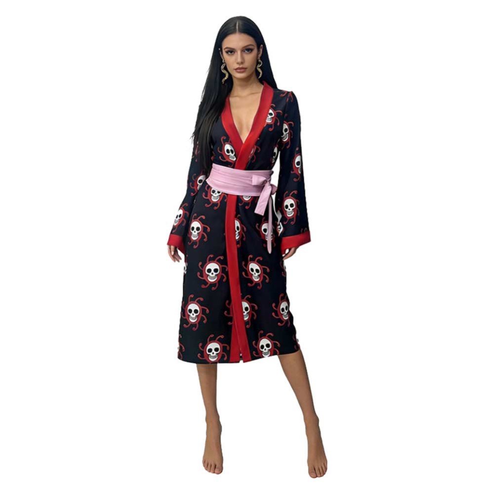 Boa Hancock Women Black Kimono Cosplay Costume Halloween Carnival Outfit