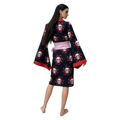 Boa Hancock Women Black Kimono Cosplay Costume Halloween Carnival Outfit