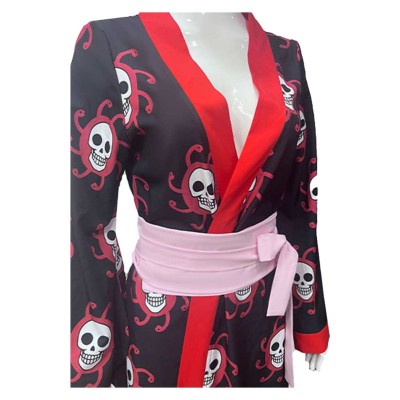 Boa Hancock Women Black Kimono Cosplay Costume Halloween Carnival Outfit