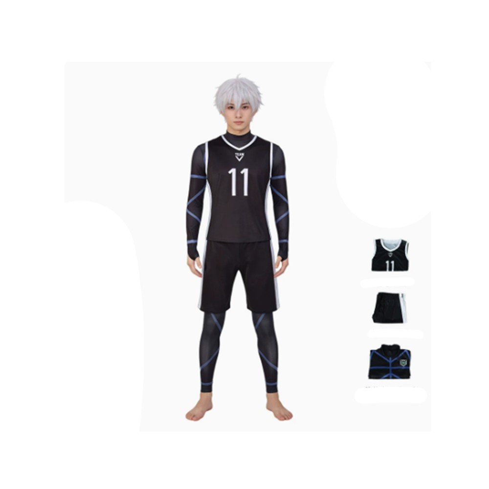 Blue Lock Seishiro Nagi Black No.11 Jersey Cosplay Costume Halloween Carnival Outfit