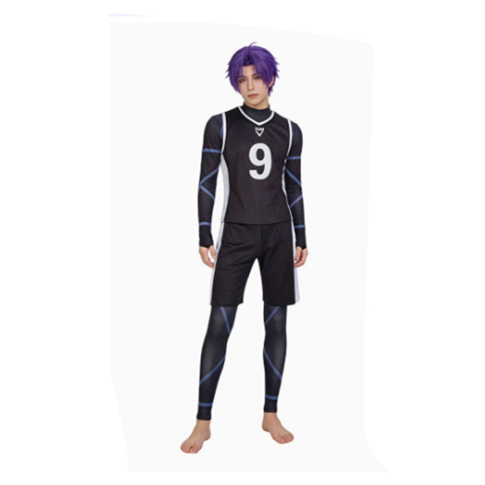 Blue Lock Reo Mikage Black No.9 Jersey Cosplay Costume Halloween Carnival Outfit