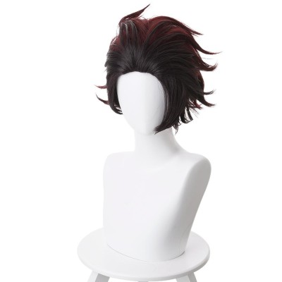Blade of Demon Destruction Kamado Tanjirou Wig Heat Resistant Synthetic Hair Accessories Cosplay Costume Halloween Carnival