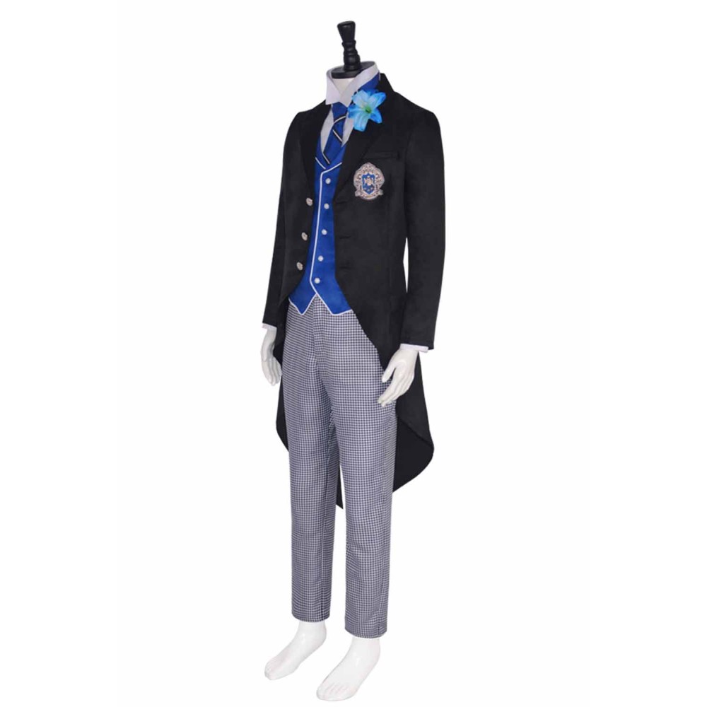 Black Butler Season 4: Public School Arc Lawrence Bluewer Black Uniform Cosplay Costume Halloween Carnival Outfit