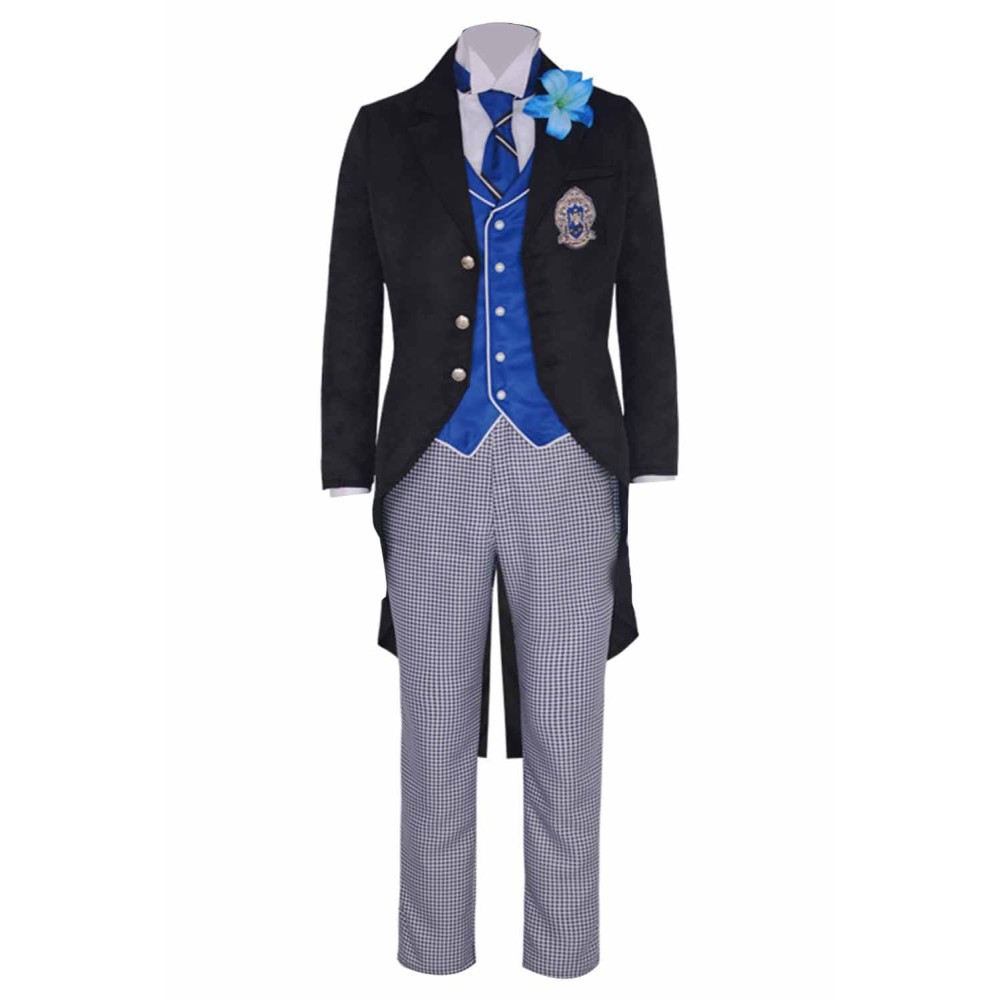 Black Butler Season 4: Public School Arc Lawrence Bluewer Black Uniform Cosplay Costume Halloween Carnival Outfit