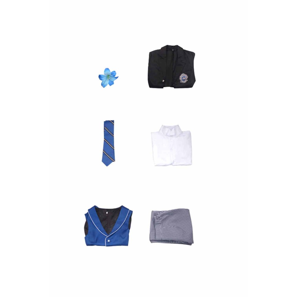 Black Butler Season 4: Public School Arc Lawrence Bluewer Black Uniform Cosplay Costume Halloween Carnival Outfit