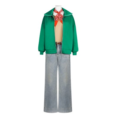 Bibi Blocksberg Green Women Jeans Cosplay Costume Halloween Carnival Outfit